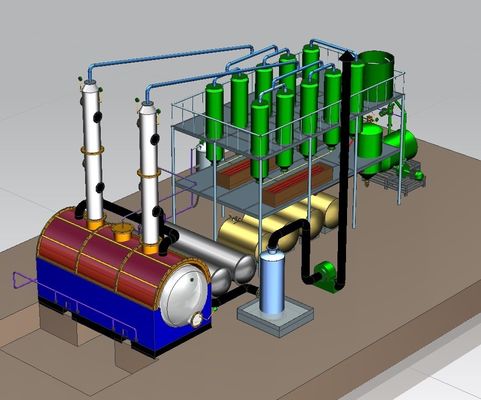 30TPD Refinamento de óleo de motor em equipamento de destilação a diesel em 150 metros quadrados